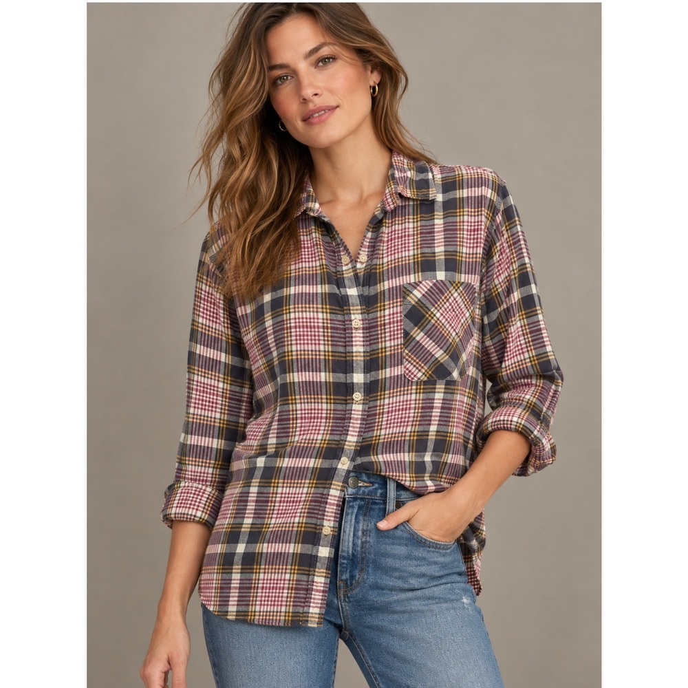 Denim & Supply Ralph Lauren Shirt Large Plaid RL Boyfriend Cotton Cabin Preppy